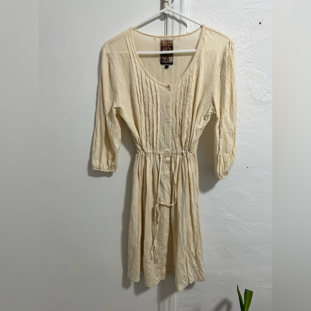 White drawstring waist dress